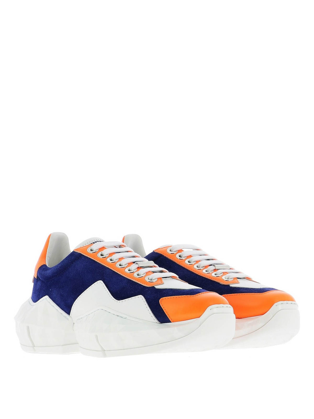 NWB Jimmy Choo Diamond Sneaker Cobalt/Neon Orange Womens Size 36.5
